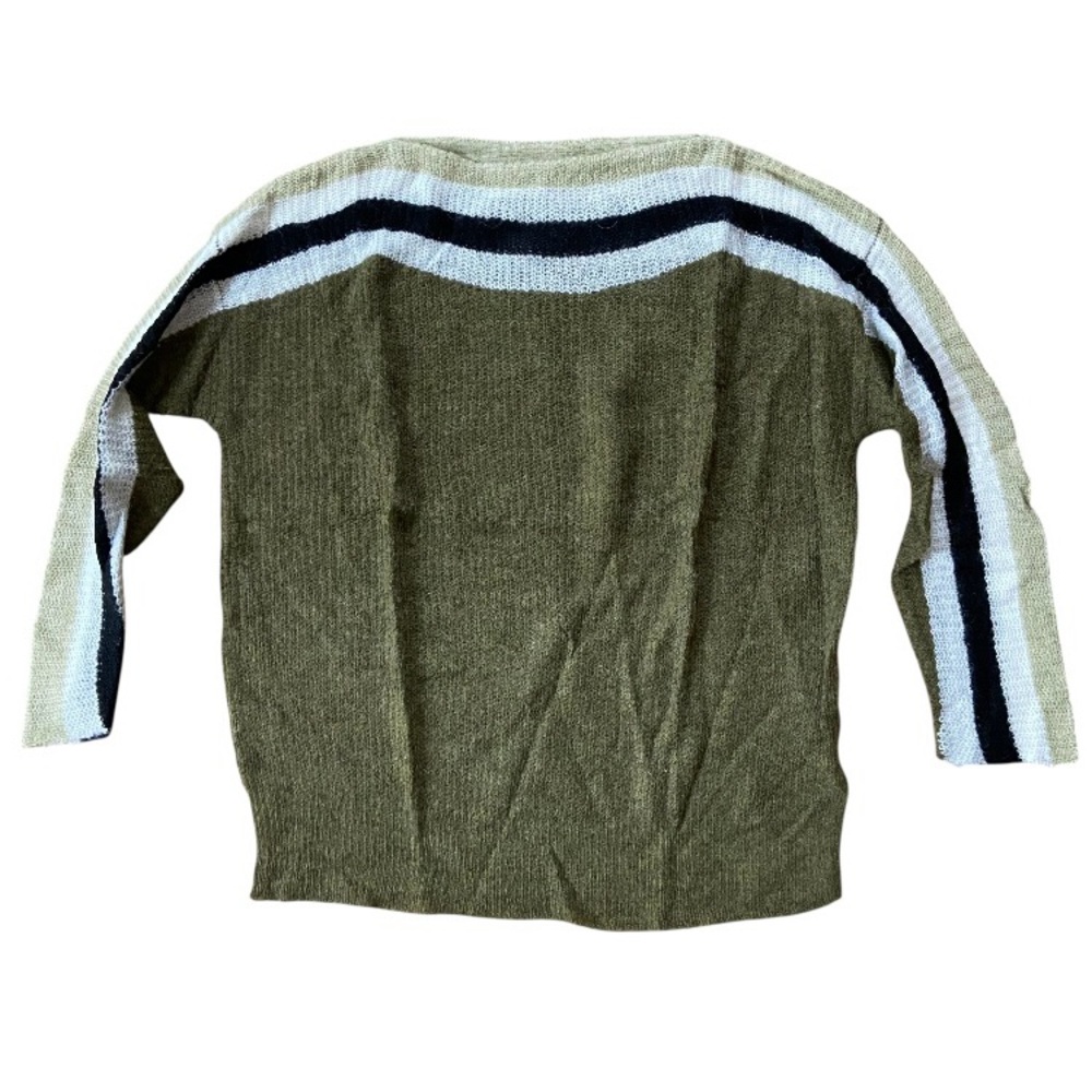 Liverpool Olive Knit Sweater with Black and White Accents